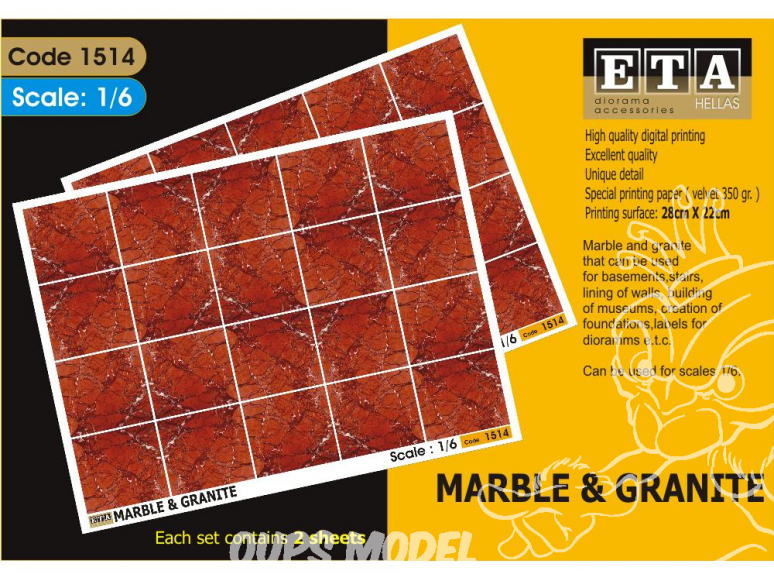 ETA diorama 1514 Imprimé immitation Marbre et granit rouge 1/6