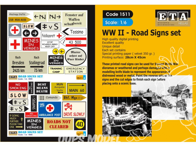 ETA diorama 1511 Imprimé Panneaux routiers WWII 1/6