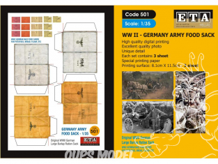 ETA diorama 501 Imprimé Sac nourriture Allemand WWII 1/35