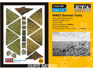 ETA diorama 609 Imprimé Tentes Allemandes WWII 1/72