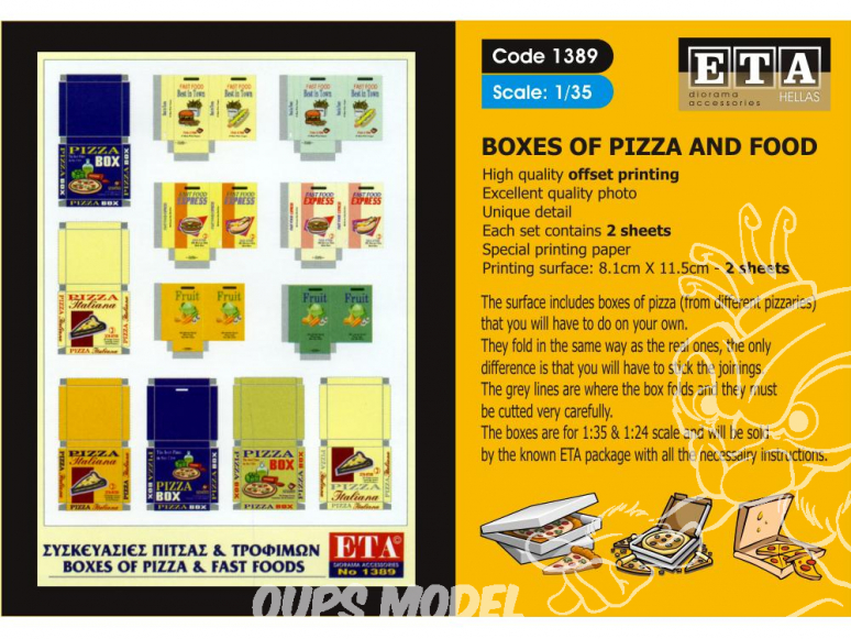 ETA diorama 1389 Imprimé Boites pizza et fast foods 1/35
