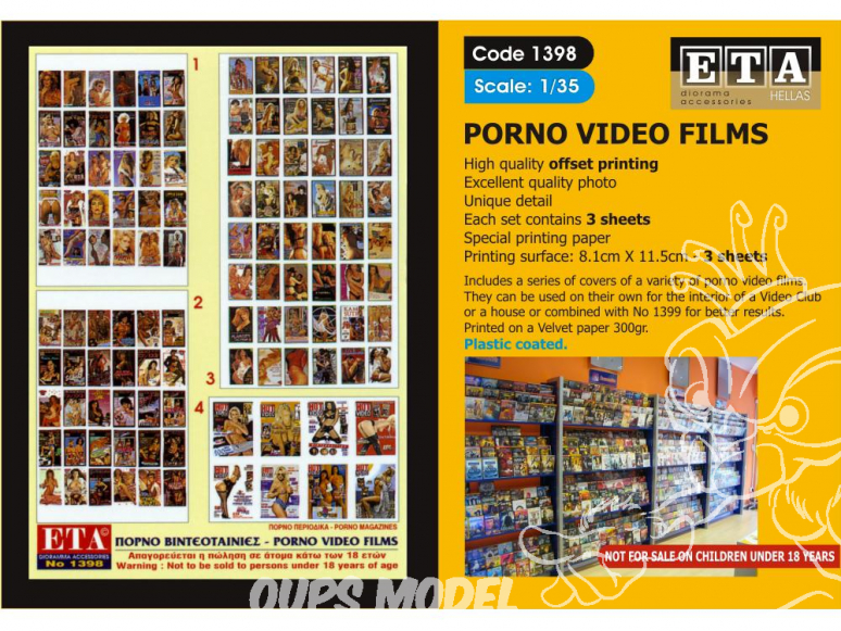 ETA diorama 1398 Imprimé Films video Porno 1/35