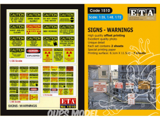 ETA diorama 1510 Imprimé Panneaux Attention 1/35 - 1/48 - 1/72