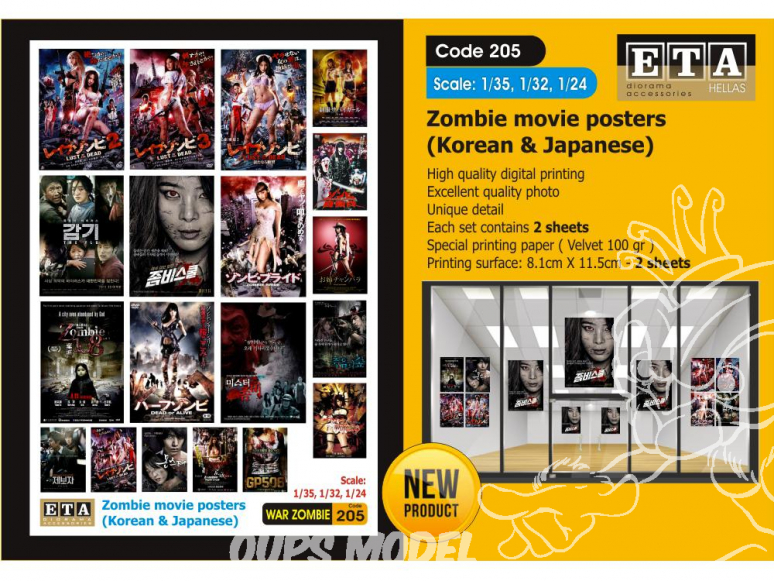 ETA diorama 205 Imprimé Posters films Zombi Japonais - Coreens 1/35 - 1/32 - 1/24