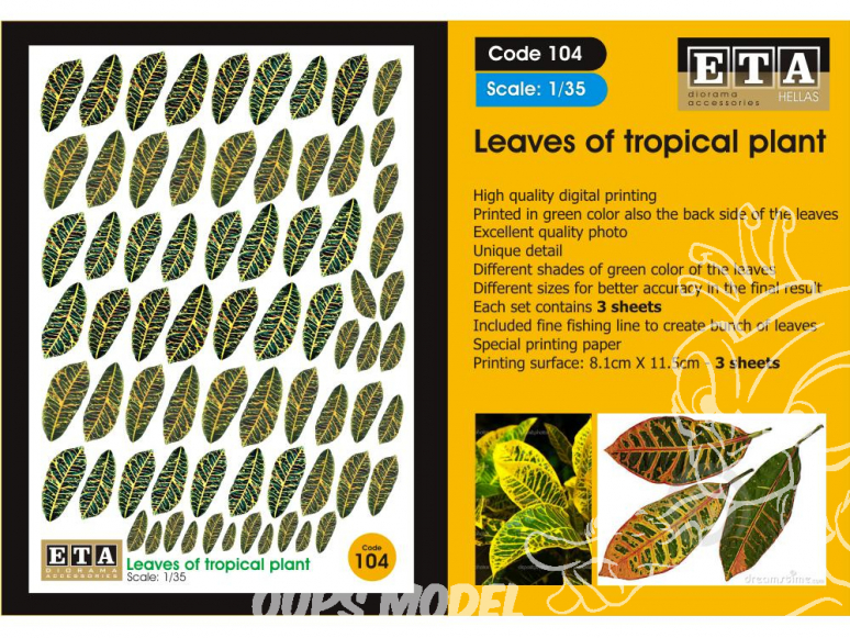 ETA diorama 104 Imprimé Feuilles plantes tropicales 1/35