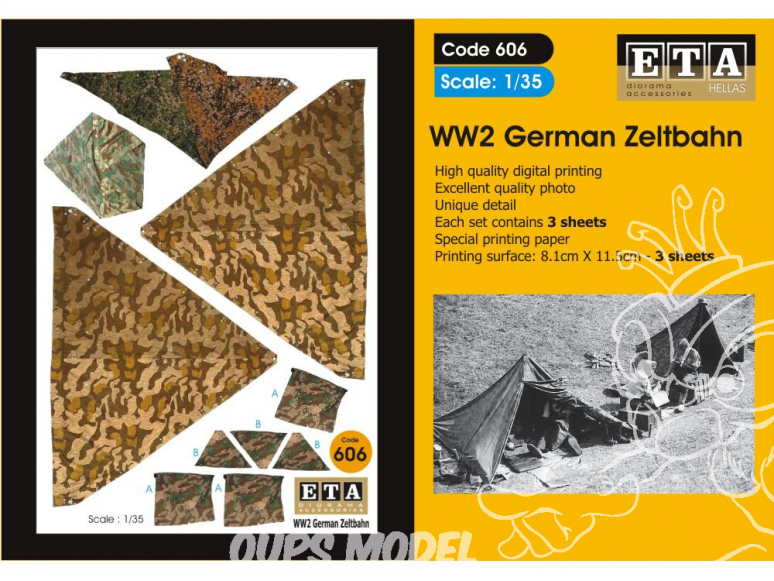 ETA diorama 606 Imprimé Zeltbahn Allemand WWII 1/35