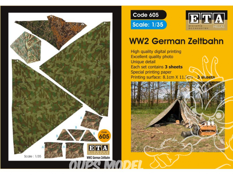 ETA diorama 605 Imprimé Zeltbahn Allemand WWII 1/35