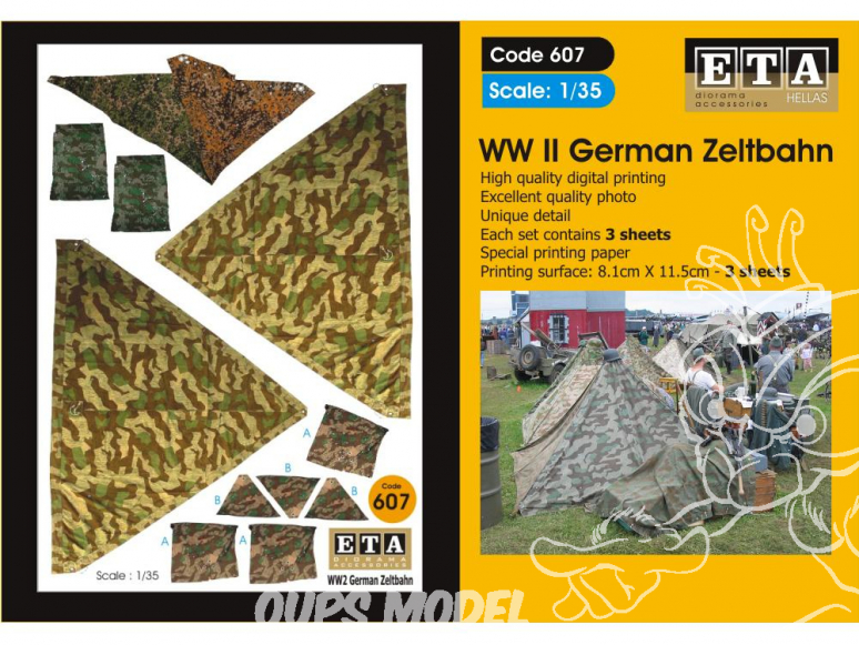 ETA diorama 607 Imprimé Zeltbahn Allemand WWII 1/35