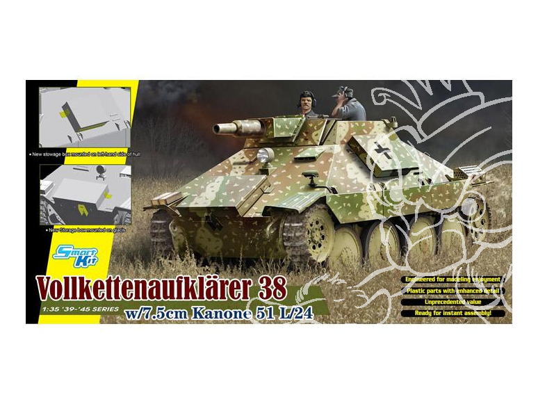 Dragon maquette militaire 6815 Vollkettenaufklärer 38 avec 7,5cm Kanone 51 L/24 (Smart Kit) 1/35