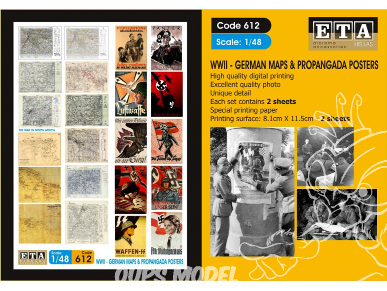 ETA diorama 612 Imprimé Cartes Allemandes et Affiches propagande WWII 1/48