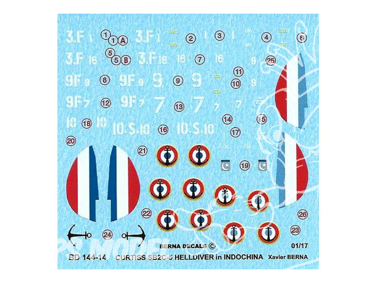 Decalques Berna decals BD144-14 Curtis SB2C-5 Helldiver 1/144