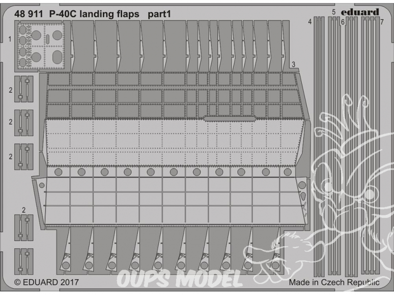 EDUARD photodecoupe avion 48911 Volets d'atterrissage P-40C Bronco 1/48