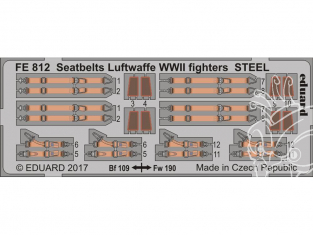 EDUARD photodecoupe avion FE812 Harnais Chasseurs Luftwaffe WWII métal 1/48