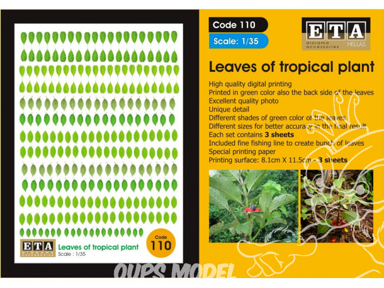 ETA diorama 110 Imprimé Feuilles plantes tropicales 1/35