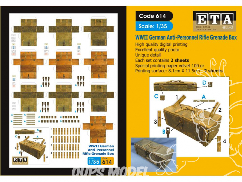 ETA diorama 614 Imprimé Caisses grenades Allemandes WWII 1/35