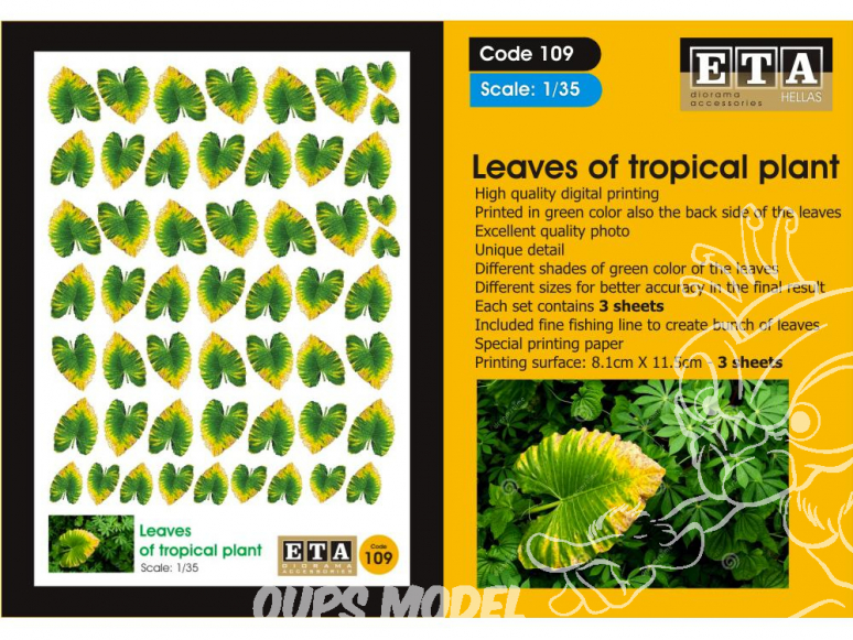 ETA diorama 109 Imprimé Feuilles plantes tropicales 1/35