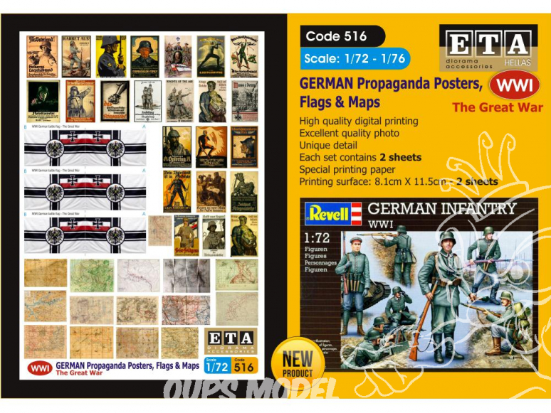 ETA diorama 516 Imprimé Affiches - Posters propagande - Drapeaux et cartes Allemagne WWII 1/72 - 1/76