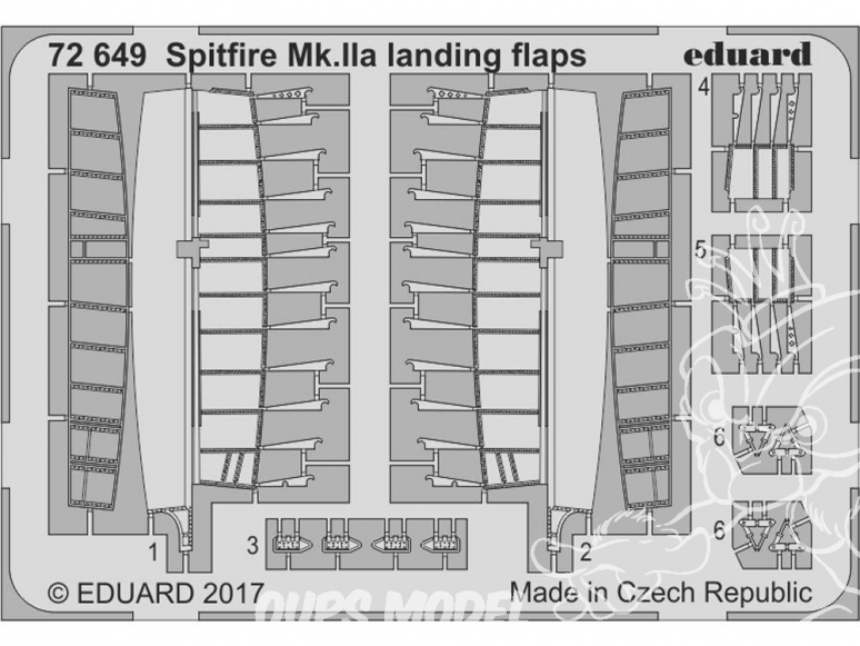 Eduard photodecoupe avion 72649 Volets d'atterrissage Spitfire Mk.IIa Revell 1/72