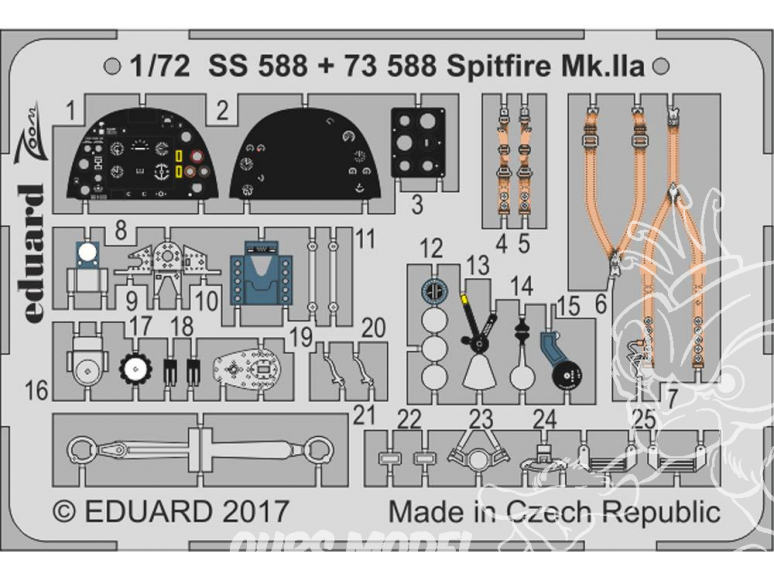 Eduard photodecoupe avion 73588 Spitfire Mk.IIa Revell 1/72