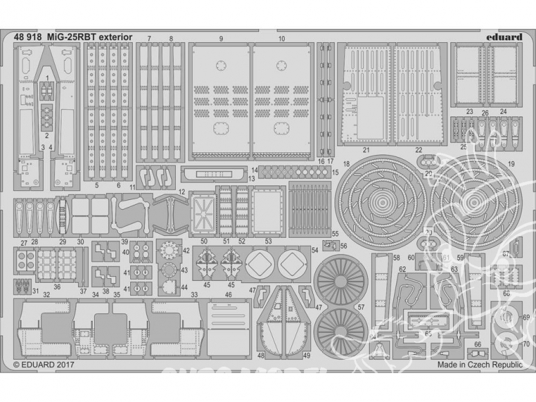 EDUARD photodecoupe avion 48918 Exterieur MiG-25RBT Icm 1/48