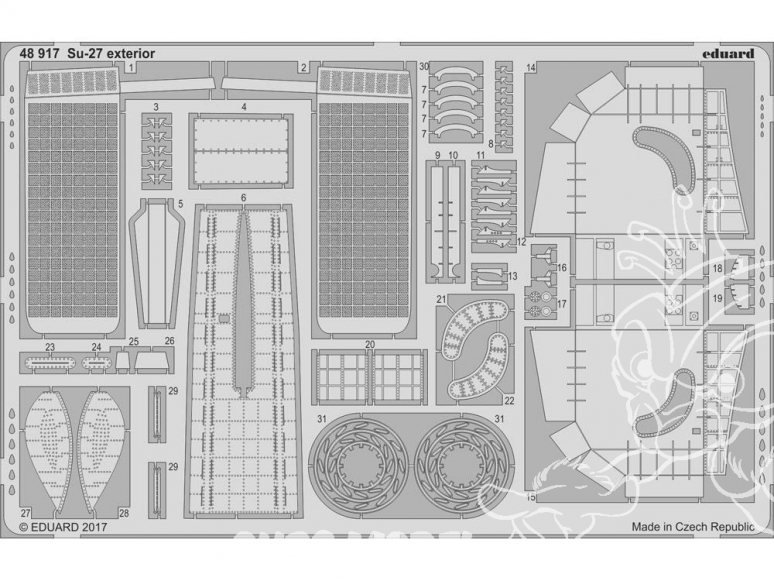 EDUARD photodecoupe avion 48917 Exterieur Sukhoi Su-27 Hobby Boss 1/48