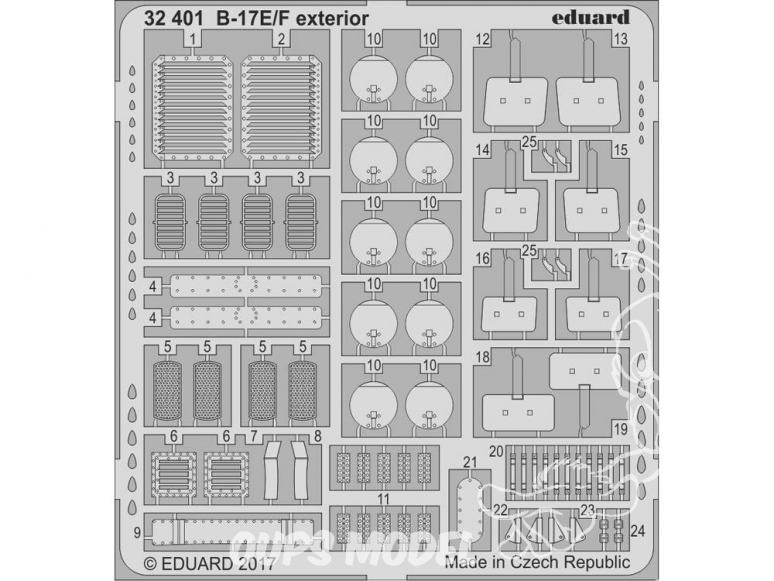 Eduard photodécoupe avion 32401 Exterieur B-17E/F Memphis Belle Hk Models 1/32