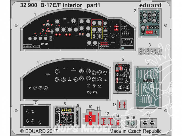 Eduard photodécoupe avion 32900 Interieur B-17E/F Memphis Belle Hk Models 1/32