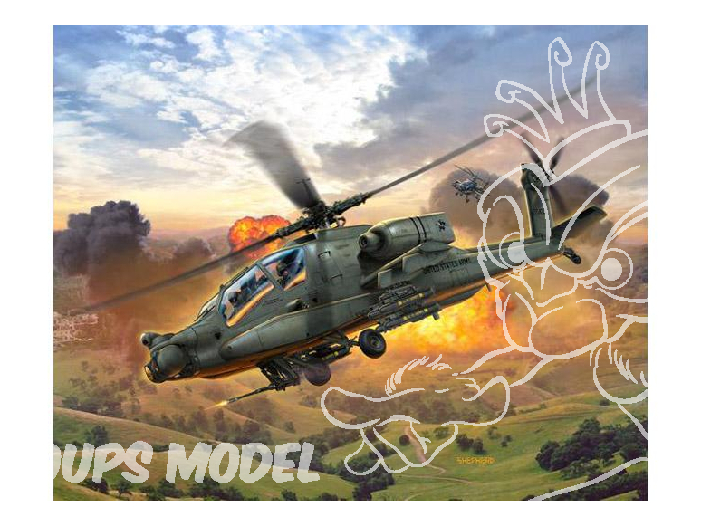 Revell maquette helico 64985 AH-64A Apache model set 1/100