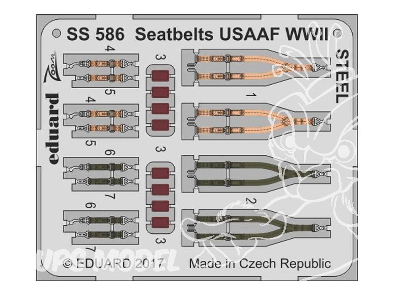 Eduard photodecoupe avion SS586 Harnais USAAF WWII Métal 1/72