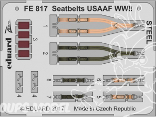 Eduard photodecoupe avion FE817 Harnais USAAF WWII Métal 1/48