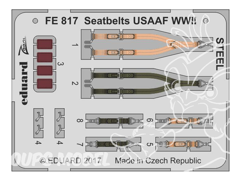 Eduard photodecoupe avion FE817 Harnais USAAF WWII Métal 1/48