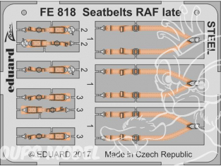 Eduard photodecoupe avion FE818 Harnais RAF Fin de production Métal 1/48