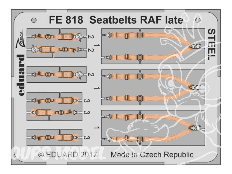 Eduard photodecoupe avion FE818 Harnais RAF Fin de production Métal 1/48