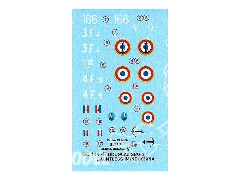 DECALQUES BERNA DECALS BD144-17 Douglas SBD-5 Dauntless Indochine 1/144