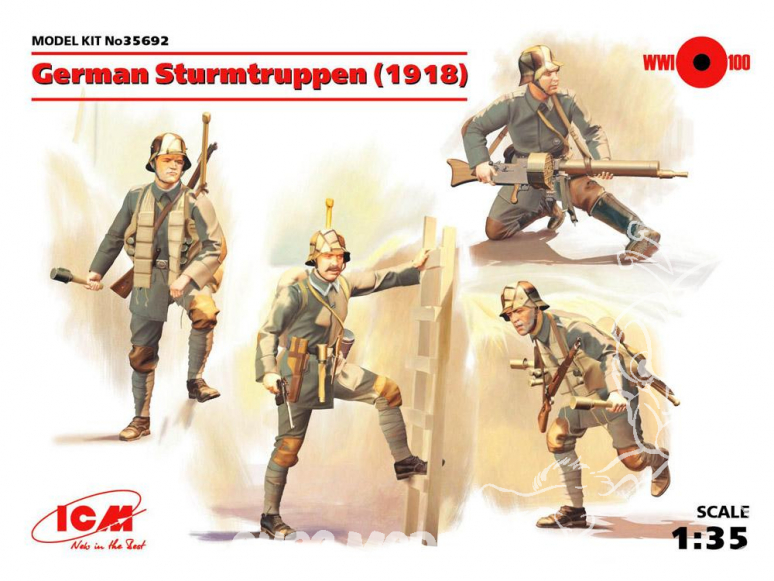 Icm maquette figurines 35692 Unité d'élite de l'armée Allemande 1918 Sturmtruppen 1/35