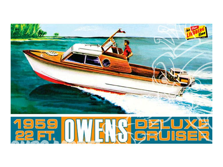 Lindberg maquette bateau HL222 Owens Outboard Cruiser Boat 1/25