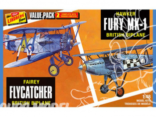 Lindberg maquette AVIONS HL441 Fairey Flycatcher ET Hawk Fury 2 Pack 1/48