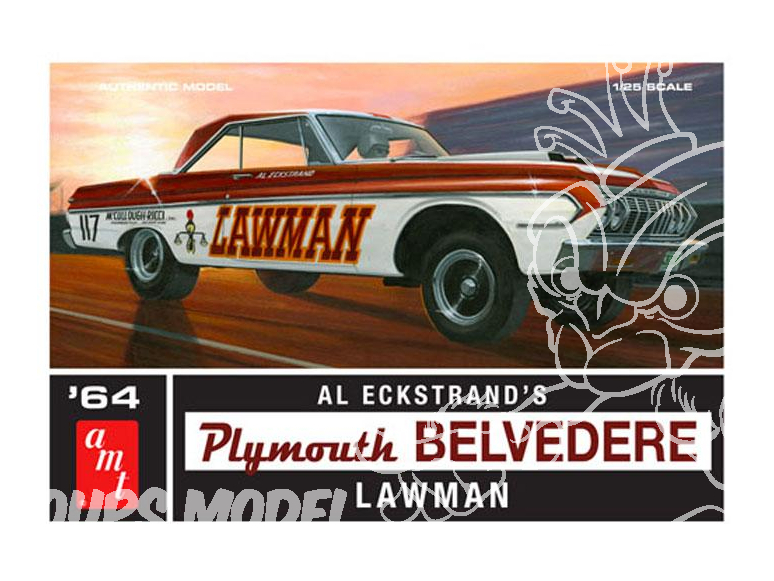 AMT maquette voiture 986 1964 Plymouth Belvedere Lawman Super Stock 1/25