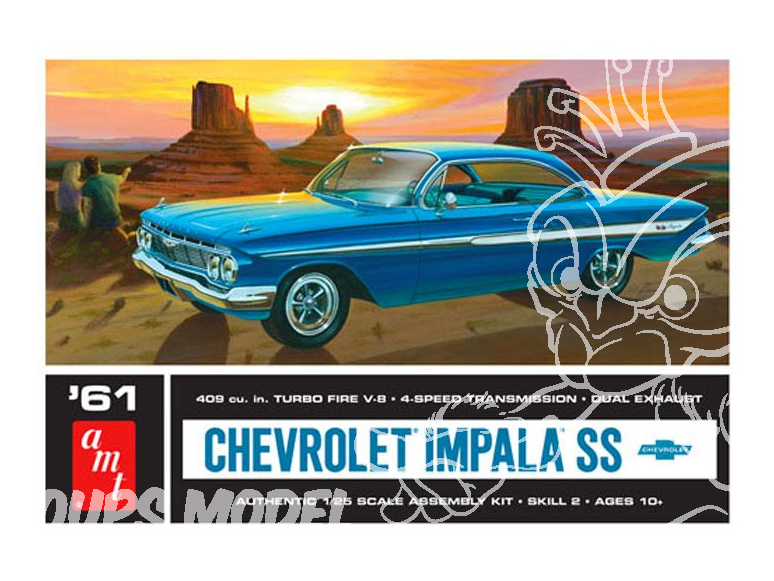 AMT maquette voiture 1013 1961 Chevy Impala SS 1/25