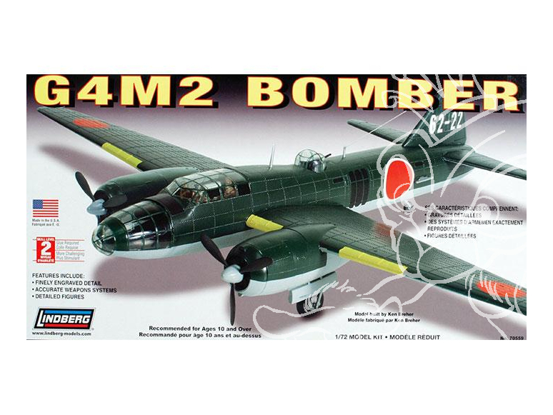 Lindberg maquette AVIONS 70559 Bombardier nippon Mitsubishi G4M 1/72