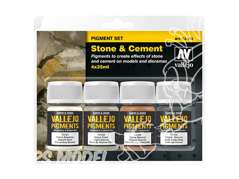 Vallejo Set Pigments 73192 Set Pierre et ciment 4 x 35ml