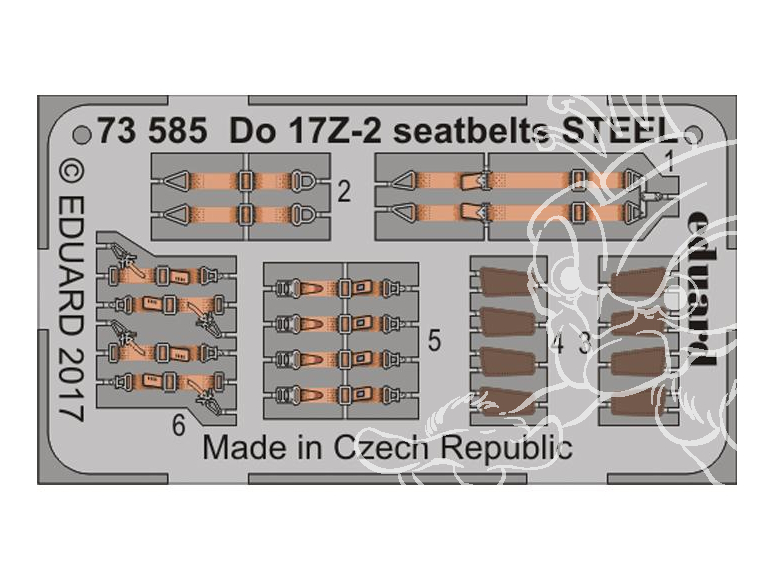 Eduard photodecoupe avion 73585 Harnais métal Dornier Do 17Z-2 Icm 1/72