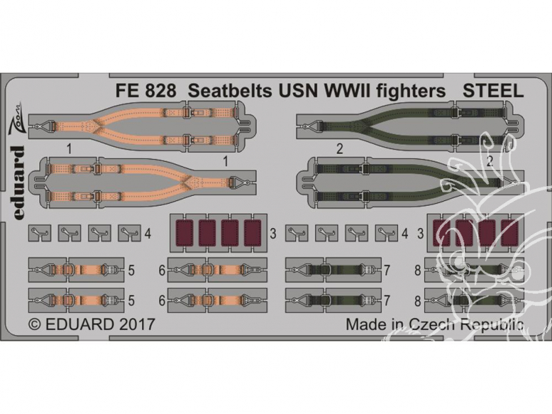 EDUARD photodecoupe avion FE828 Harnais métal Chasseurs US Navy USN WWII 1/48