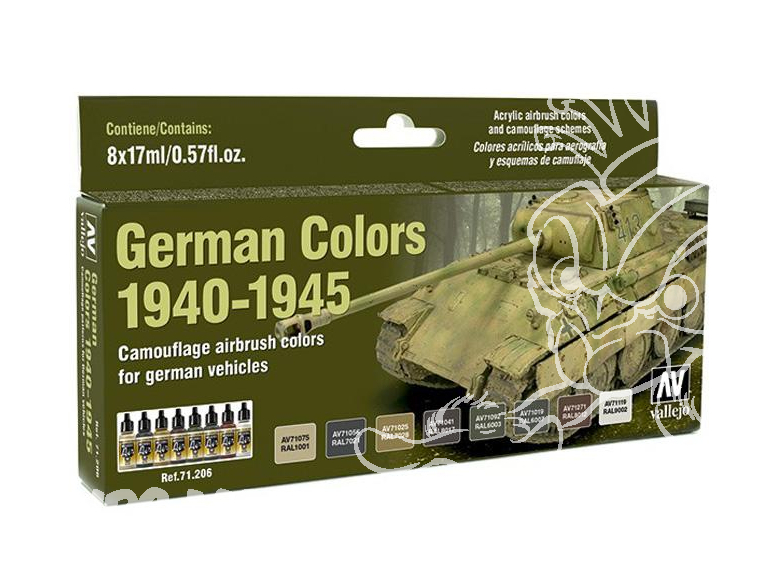 Vallejo Set Model Air 71206 Couleurs Véhicules Allemands 1940 - 1945 8 x 17ml