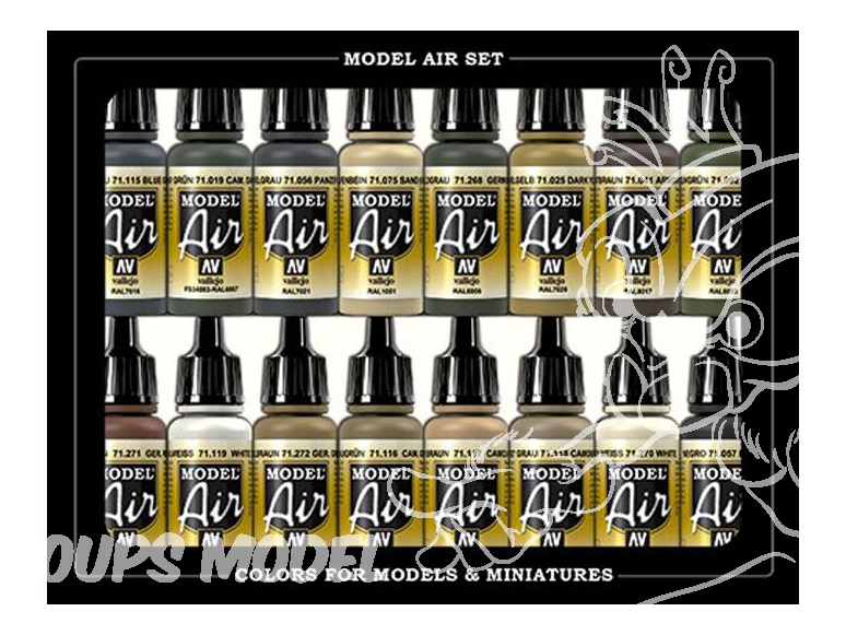 Vallejo Set Model Air 71208 Couleurs Allemandes Europe & Afrique WWII 16 x 17ml