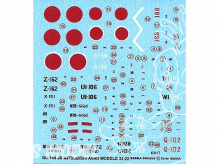 DECALQUES BERNA DECALS BD144-20 Mitsubishi zero A6M3 Hamp model 32-22 1/144