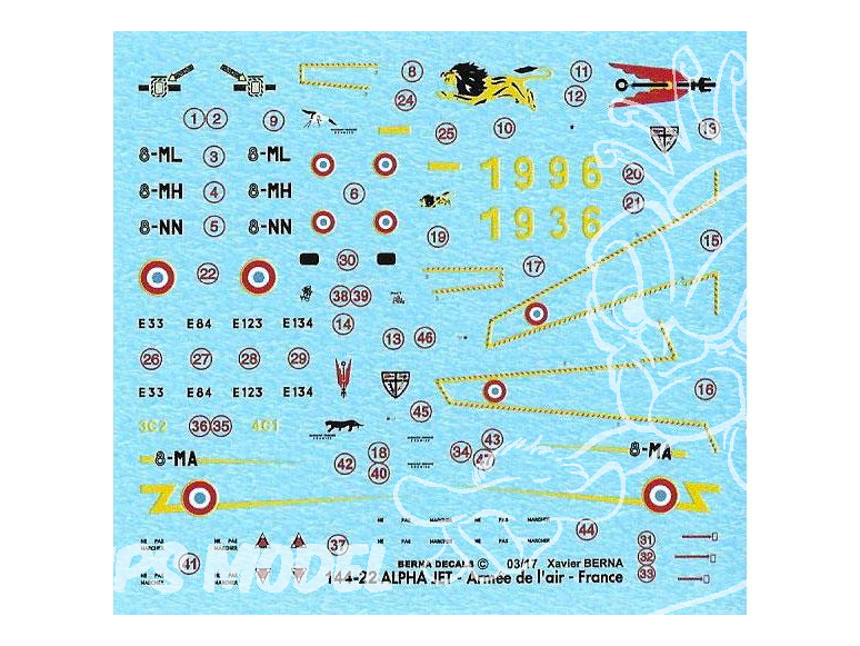 DECALQUES BERNA DECALS BD144-22 Dassault Alpha Jet 1/144