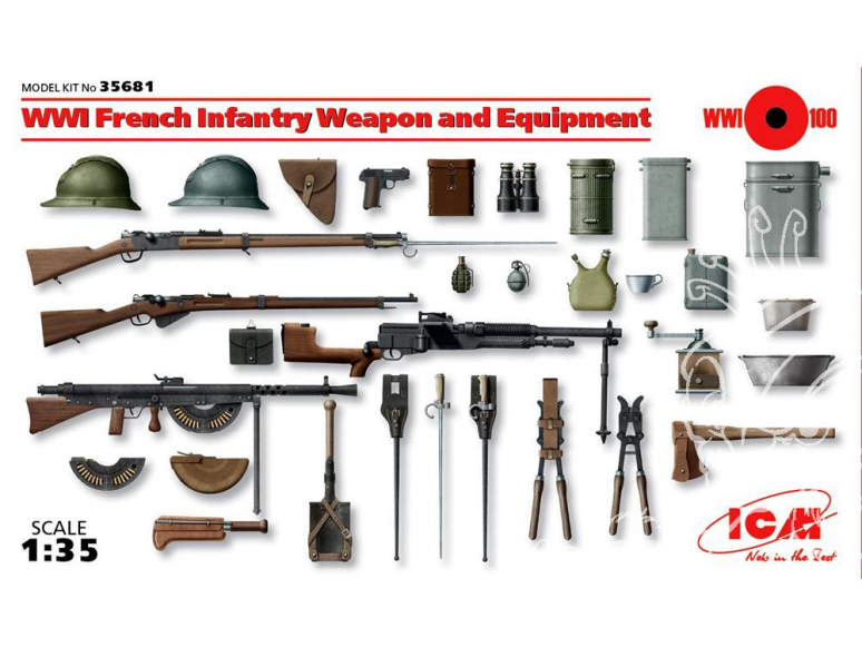 Icm maquette militaire 35681 Armement et equipement Infanterie Française WWI 1/35