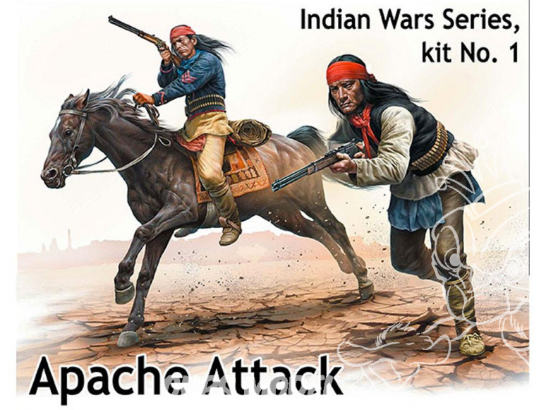 Master Box maquette figurines 35188 ATTAQUE APACHE SERIE GUERRES INDIENNES N°1 1/35