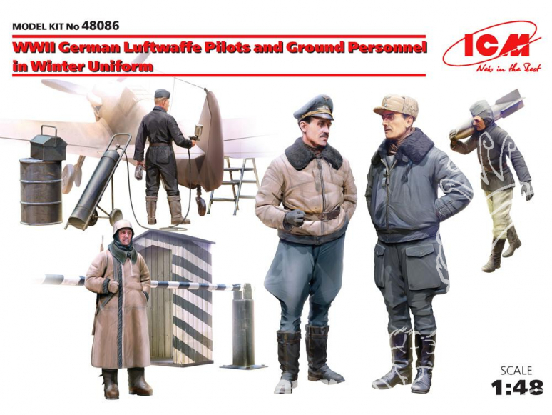 Icm maquette figurines 48086 Pilotes et personnel au sol Allemand Luftwaffe WWII en uniforme Hiver 1/48